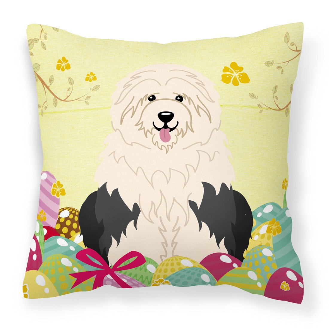 Easter Eggs Old English Sheepdog Fabric Decorative Pillow BB6096PW1818 by Caroline&#39;s Treasures