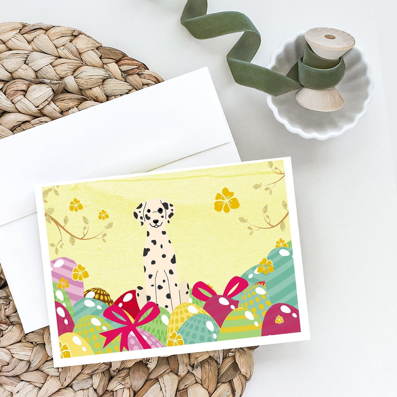 Easter Eggs Dalmatian Greeting Cards and Envelopes Pack of 8 - the-store.com