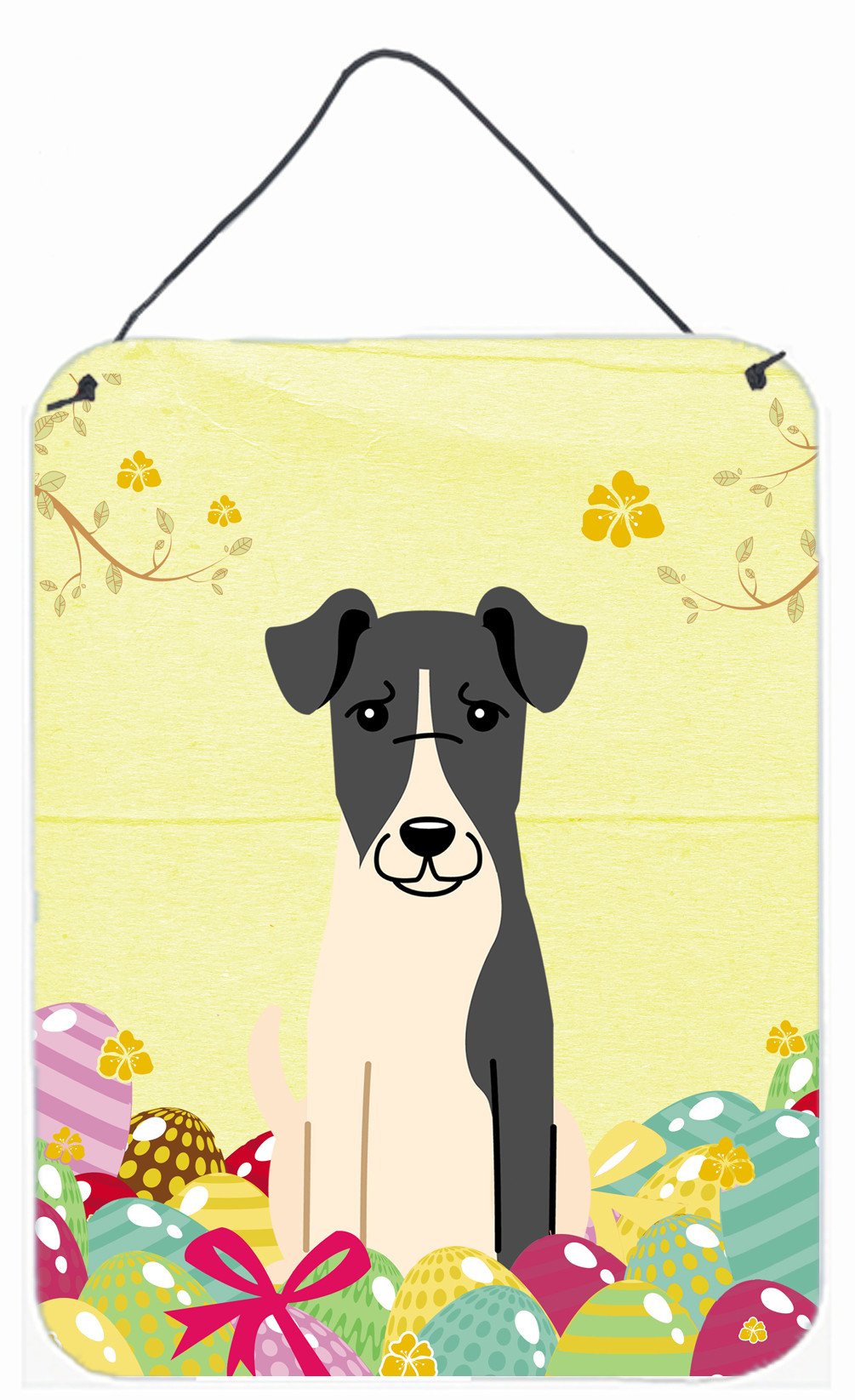 Easter Eggs Smooth Fox Terrier Wall or Door Hanging Prints BB6098DS1216 by Caroline&#39;s Treasures