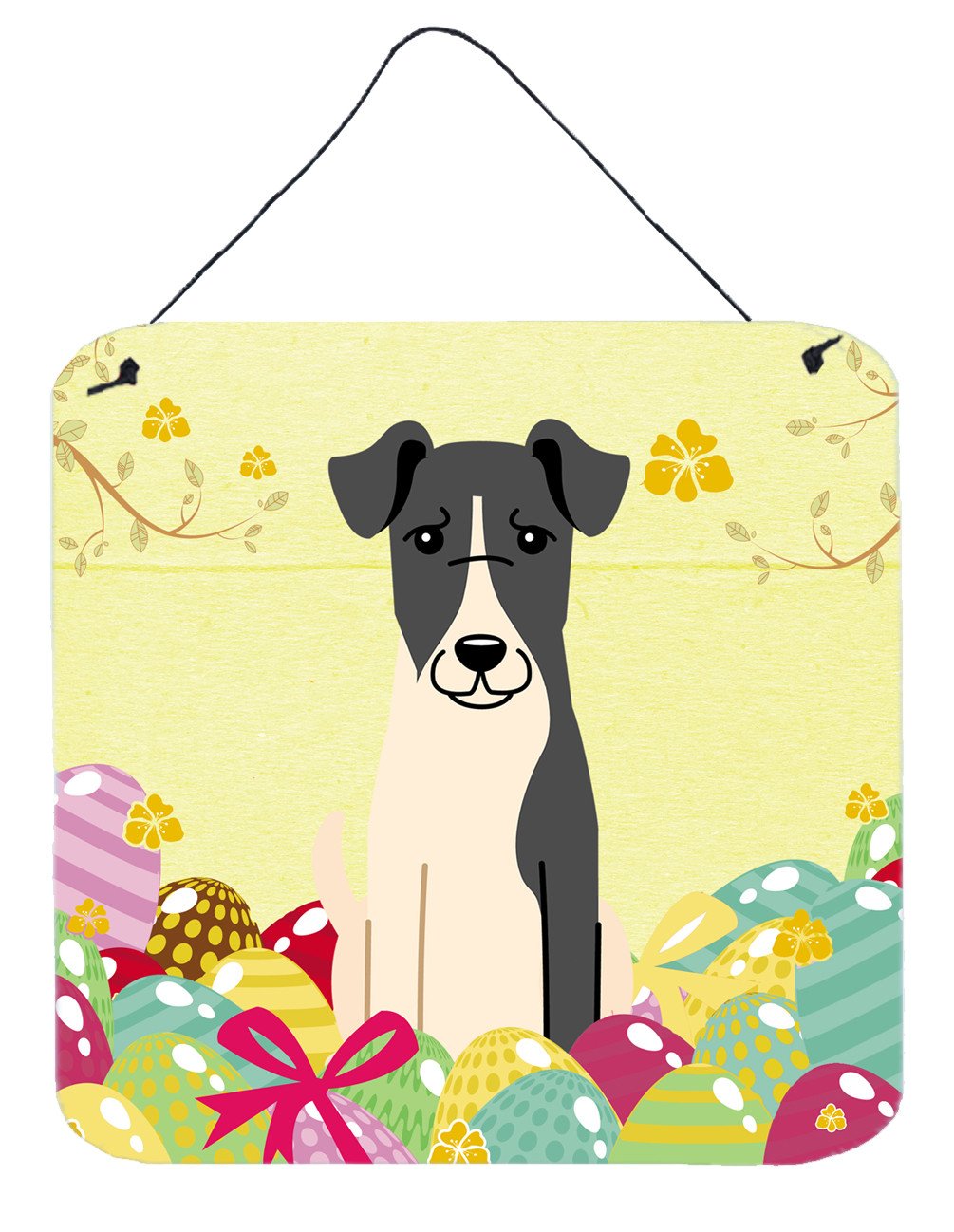 Easter Eggs Smooth Fox Terrier Wall or Door Hanging Prints BB6098DS66 by Caroline&#39;s Treasures