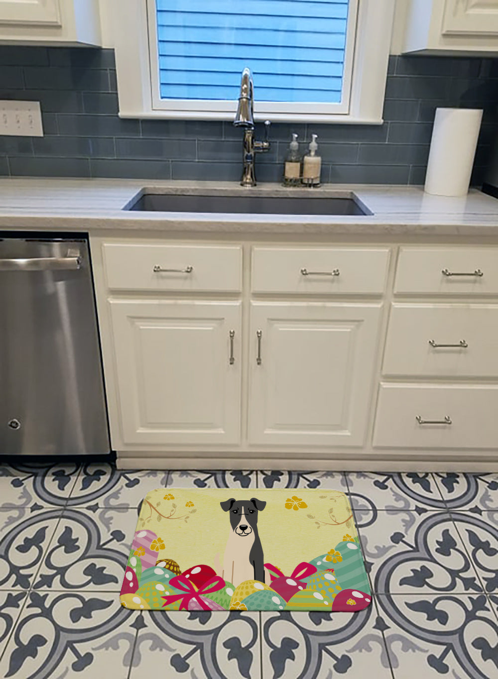 Easter Eggs Smooth Fox Terrier Machine Washable Memory Foam Mat BB6098RUG - the-store.com