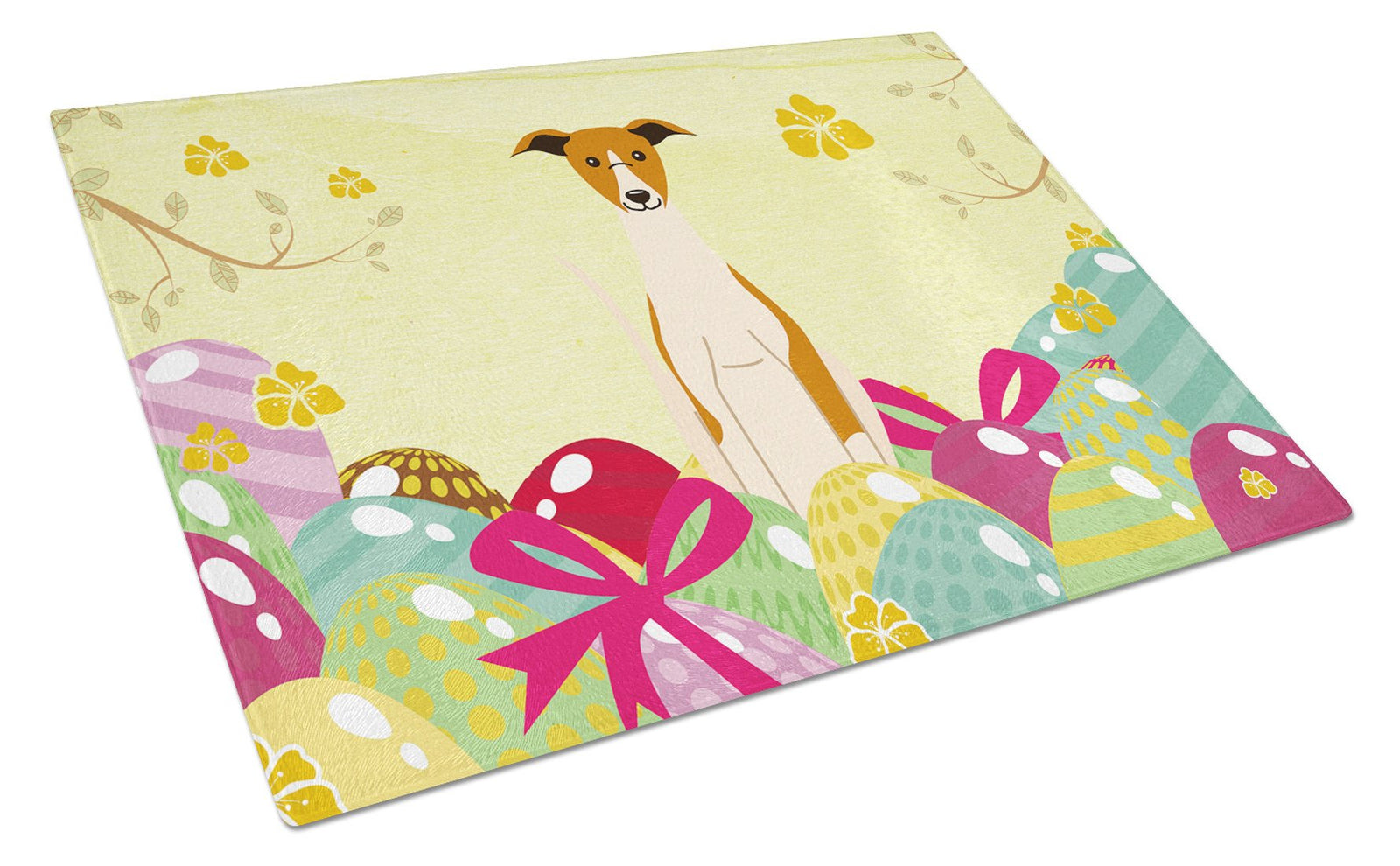 Easter Eggs Whippet Glass Cutting Board Large BB6099LCB by Caroline's Treasures