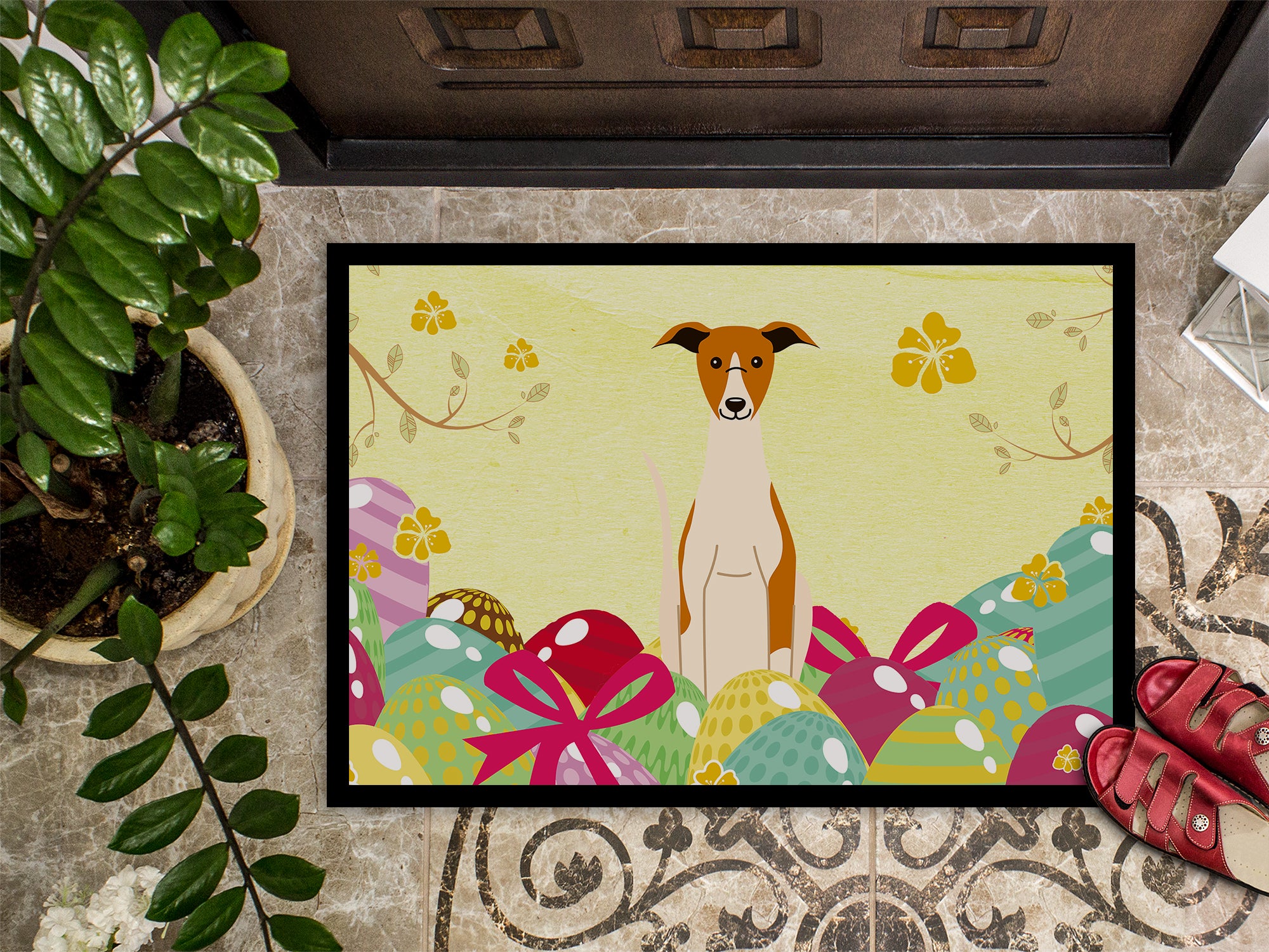 Easter Eggs Whippet Indoor or Outdoor Mat 18x27 BB6099MAT - the-store.com