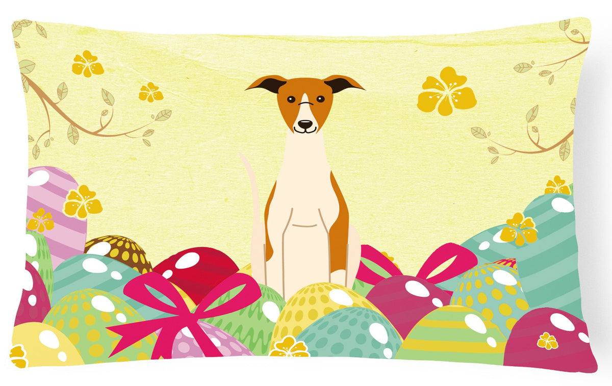Easter Eggs Whippet Canvas Fabric Decorative Pillow BB6099PW1216 by Caroline&#39;s Treasures