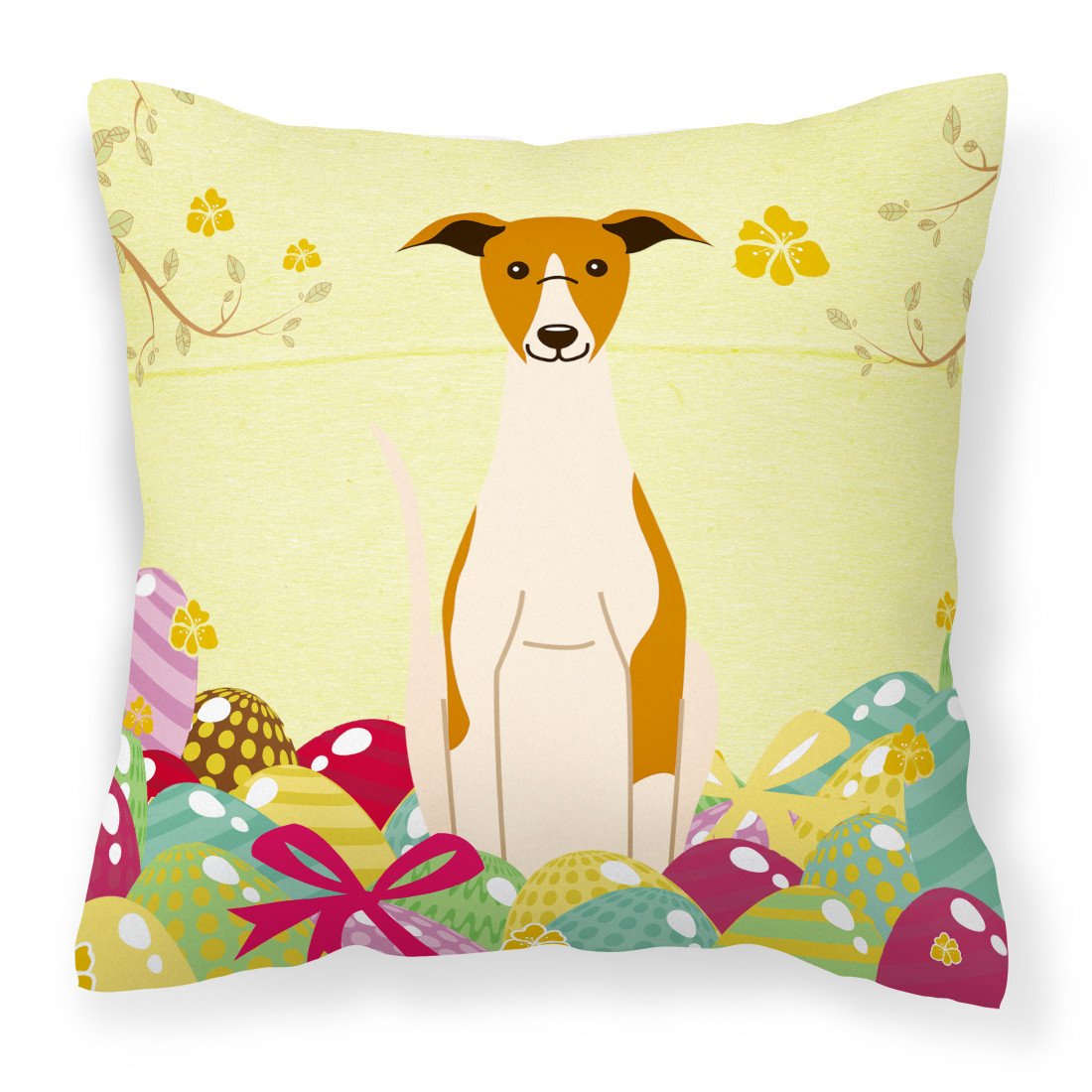 Easter Eggs Whippet Fabric Decorative Pillow BB6099PW1818 by Caroline's Treasures