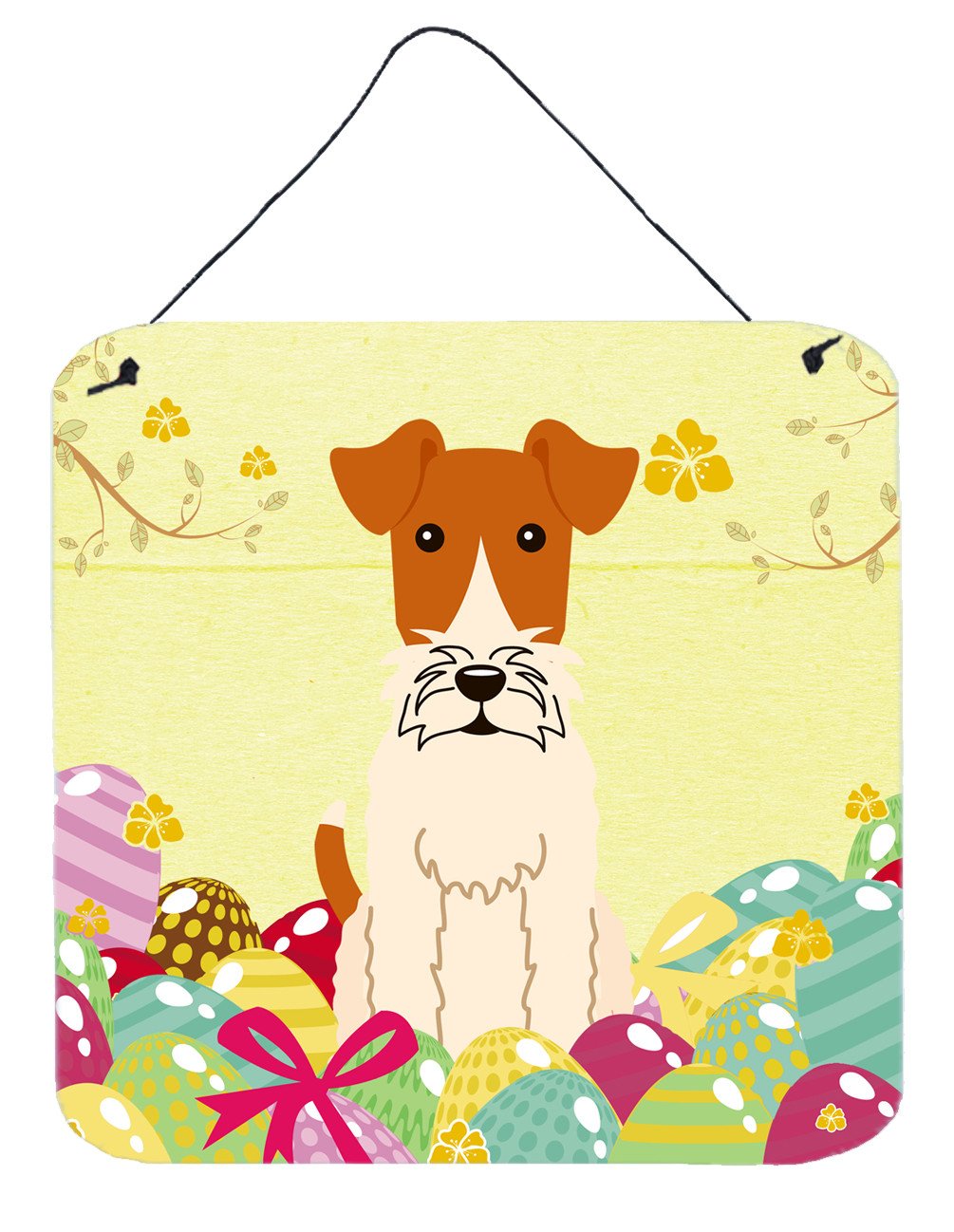 Easter Eggs Wire Fox Terrier Wall or Door Hanging Prints BB6101DS66 by Caroline's Treasures