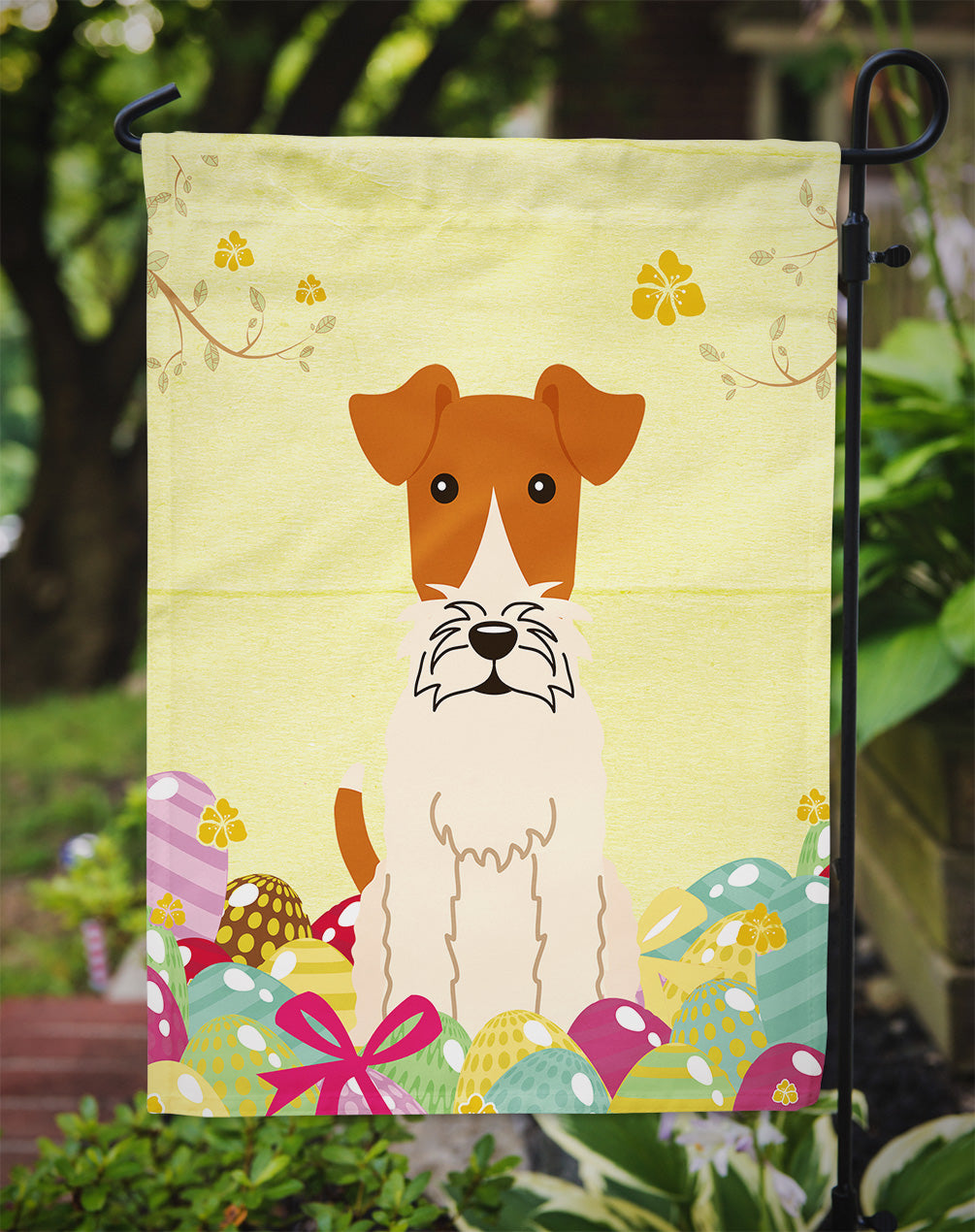 Easter Eggs Wire Fox Terrier Flag Garden Size BB6101GF  the-store.com.