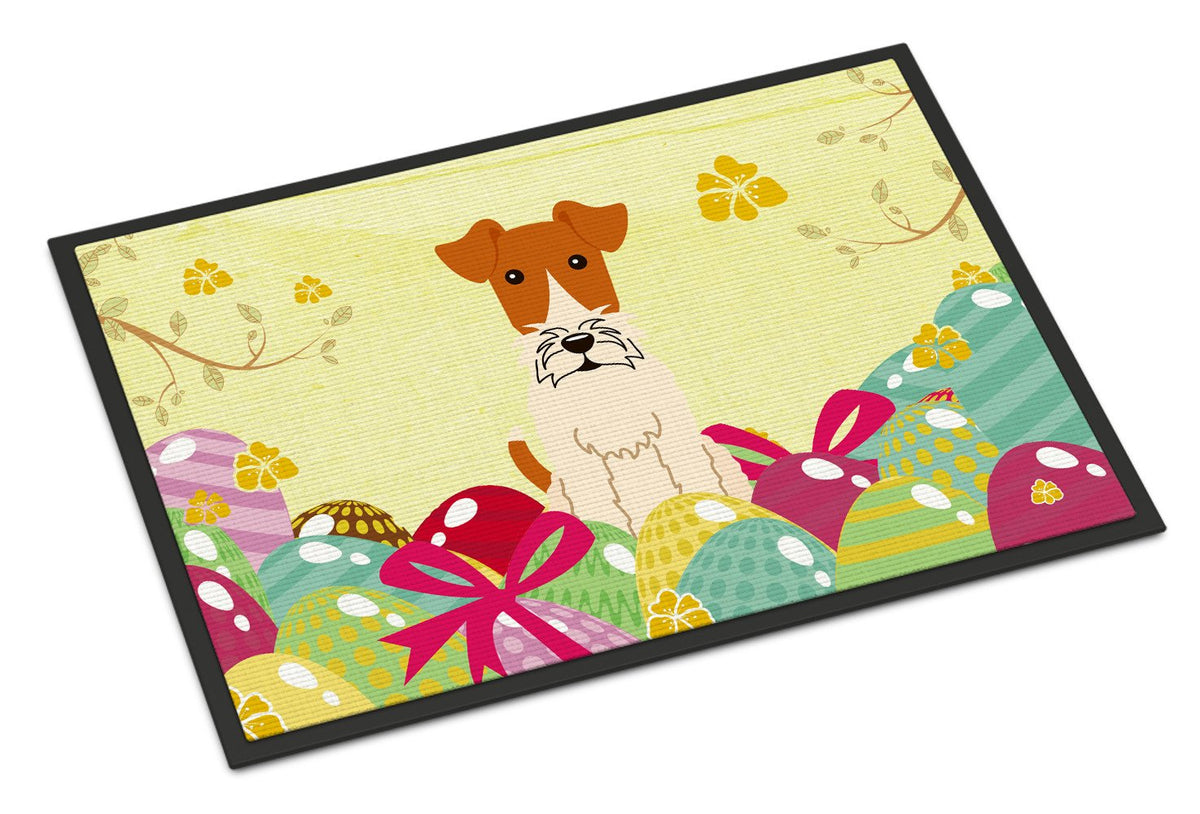 Easter Eggs Wire Fox Terrier Indoor or Outdoor Mat 24x36 BB6101JMAT by Caroline&#39;s Treasures