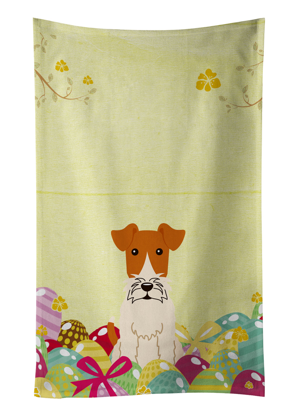 Easter Eggs Wire Fox Terrier Kitchen Towel BB6101KTWL - the-store.com