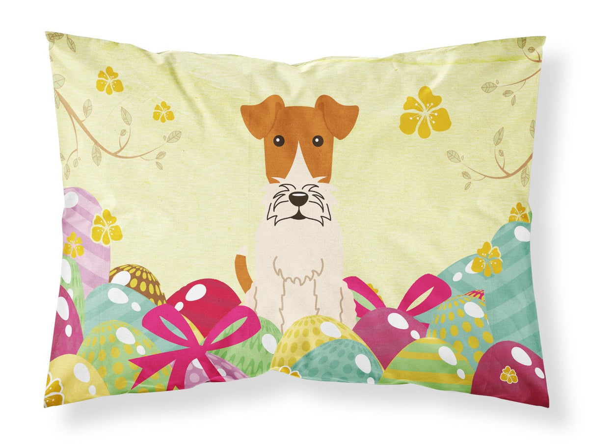 Easter Eggs Wire Fox Terrier Fabric Standard Pillowcase BB6101PILLOWCASE by Caroline&#39;s Treasures