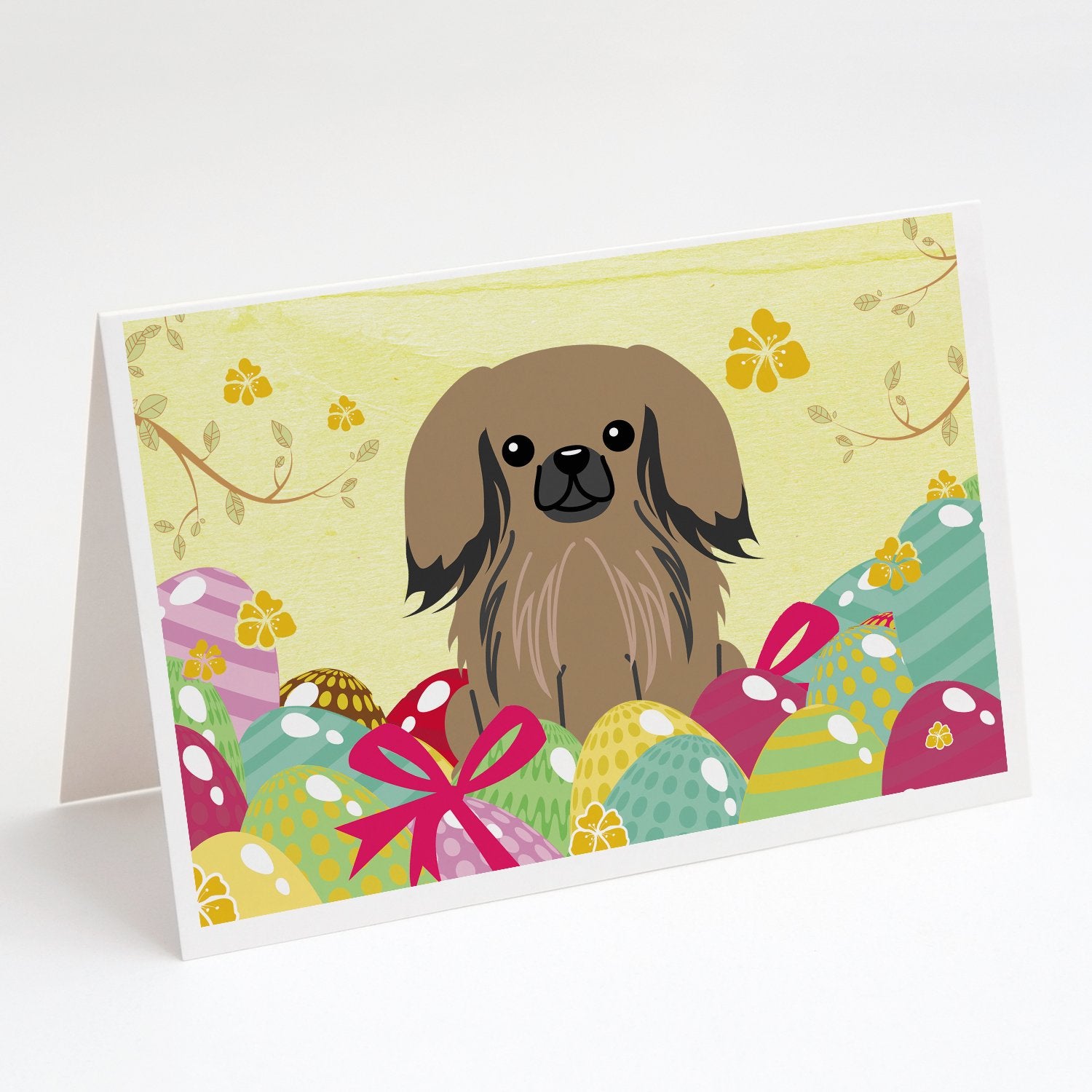 Buy this Easter Eggs Pekingese Tan Greeting Cards and Envelopes Pack of 8