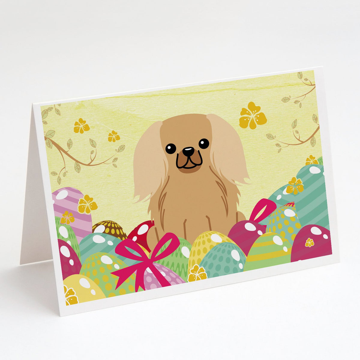 Buy this Easter Eggs Pekingese Fawn Sable Greeting Cards and Envelopes Pack of 8