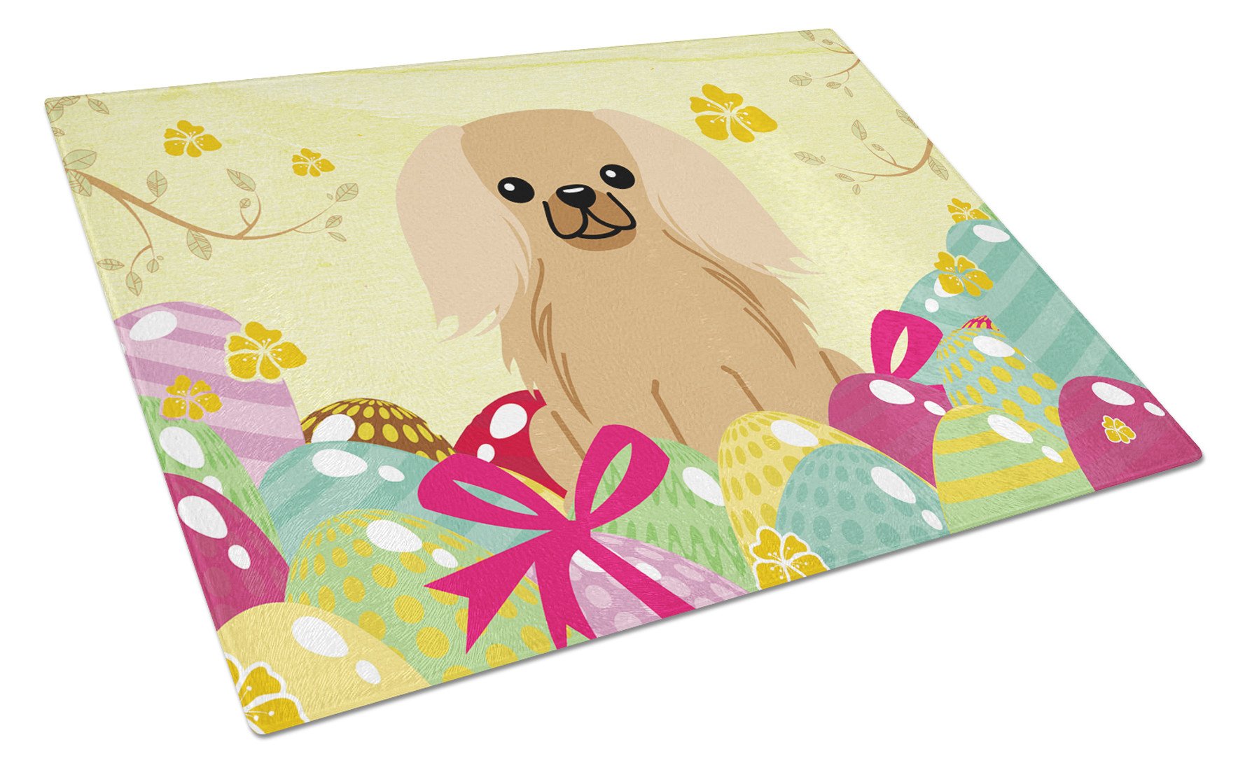Easter Eggs Pekingnese Fawn Sable Glass Cutting Board Large BB6104LCB by Caroline's Treasures