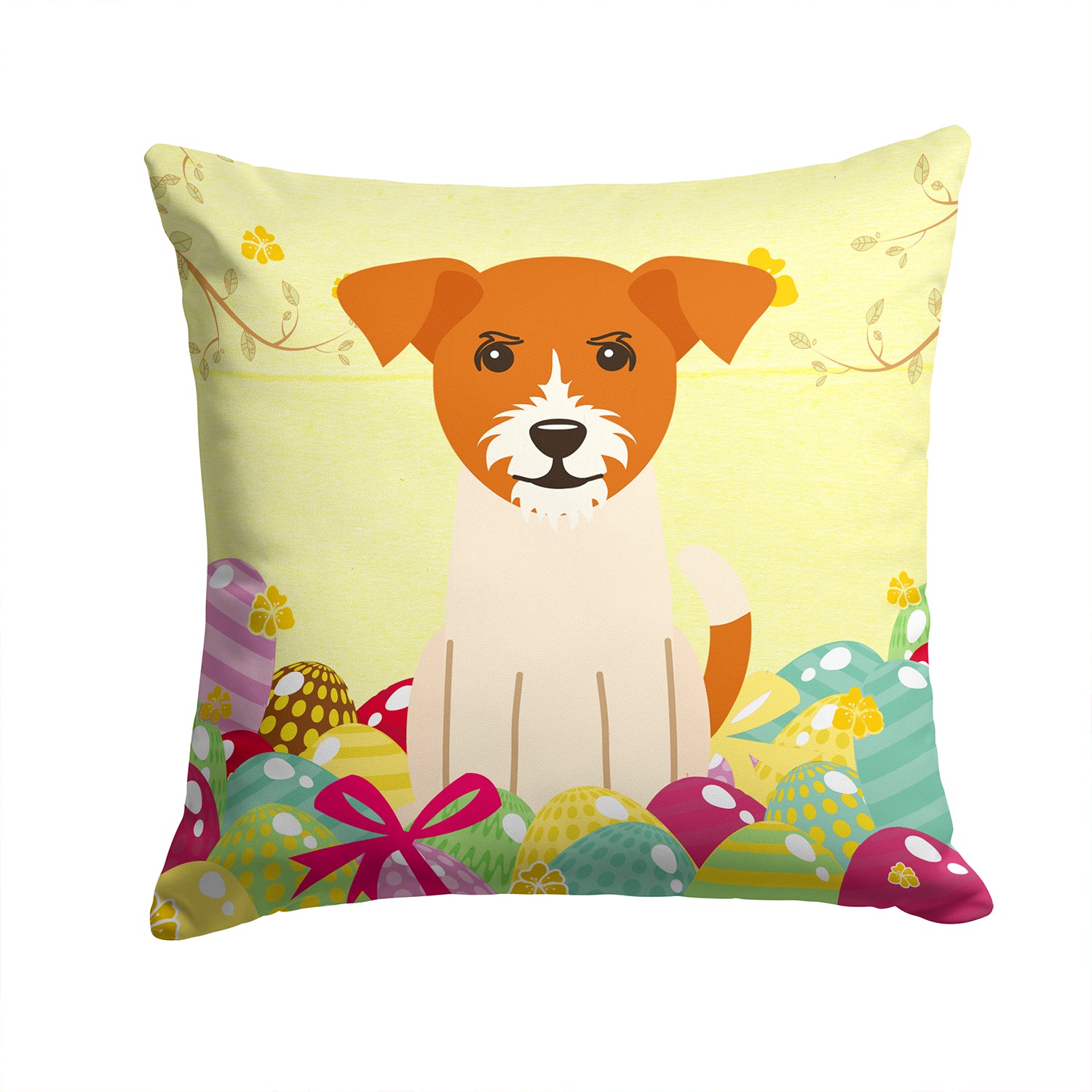 Easter Eggs Jack Russell Terrier Fabric Decorative Pillow BB6108PW1414 - the-store.com