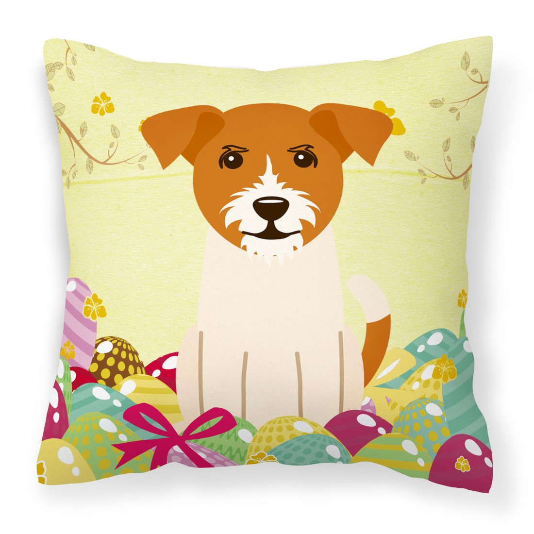 Easter Eggs Jack Russell Terrier Fabric Decorative Pillow BB6108PW1818 by Caroline&#39;s Treasures