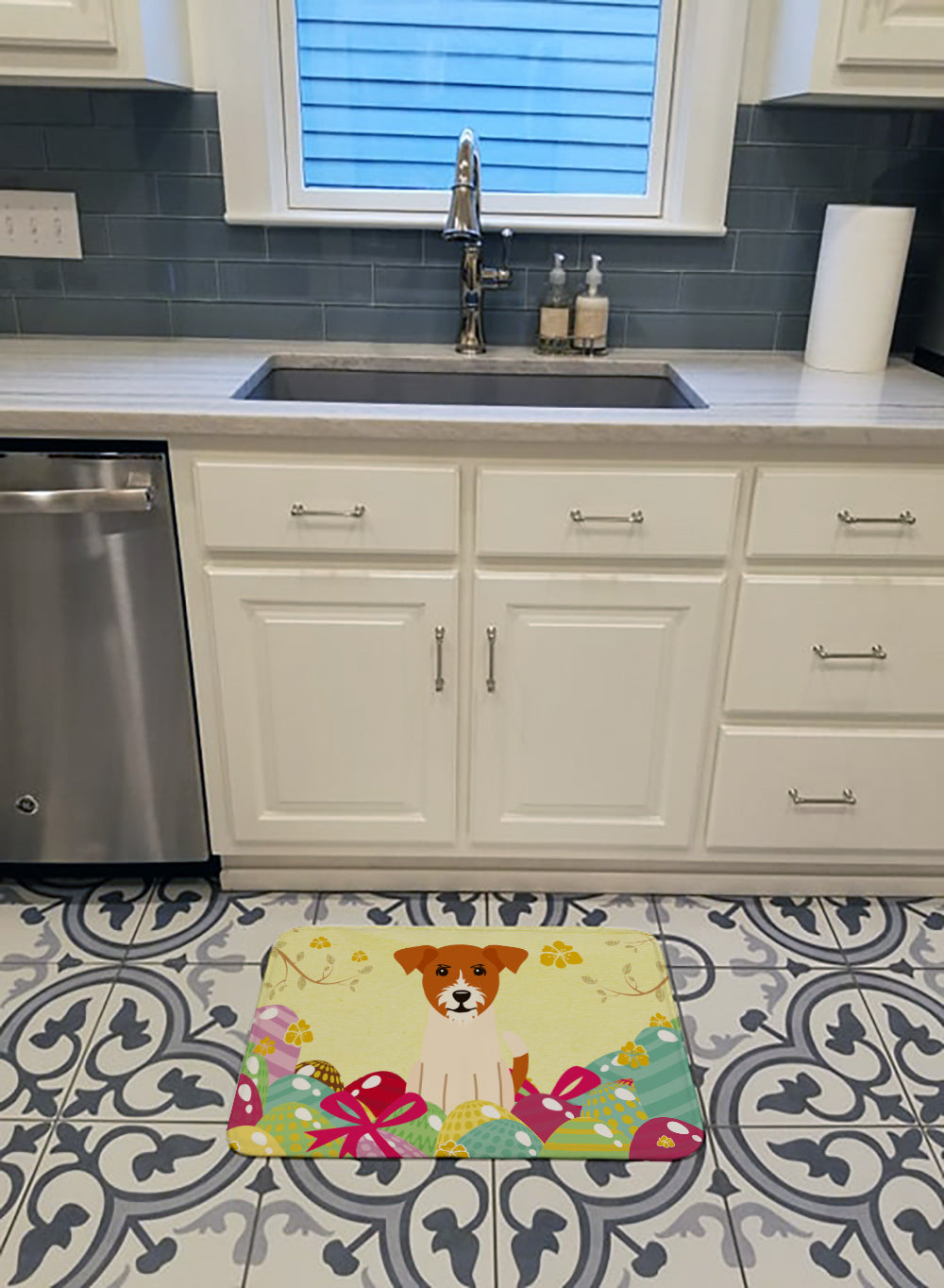 Easter Eggs Jack Russell Terrier Machine Washable Memory Foam Mat BB6108RUG - the-store.com