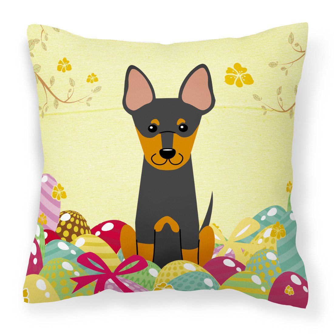 Easter Eggs English Toy Terrier Fabric Decorative Pillow BB6109PW1818 by Caroline&#39;s Treasures