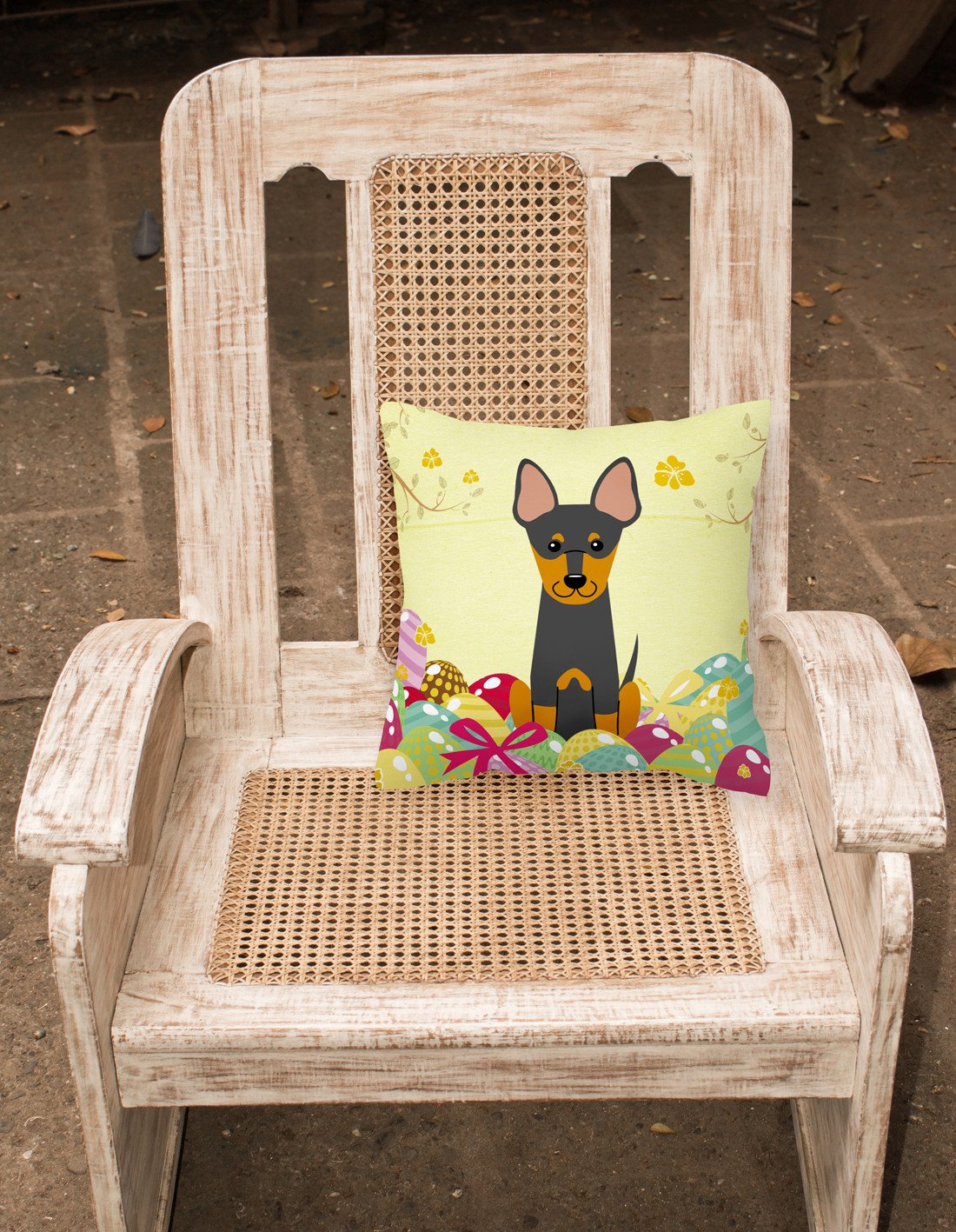 Easter Eggs English Toy Terrier Fabric Decorative Pillow BB6109PW1818 by Caroline's Treasures