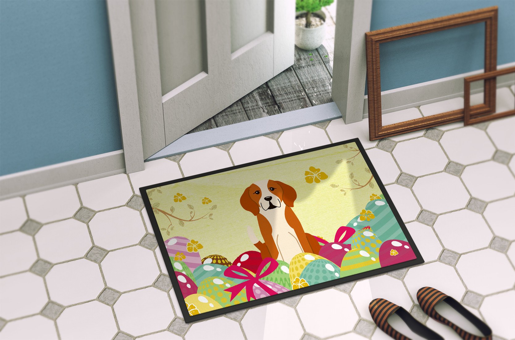 Easter Eggs English Foxhound Indoor or Outdoor Mat 24x36 BB6110JMAT by Caroline's Treasures