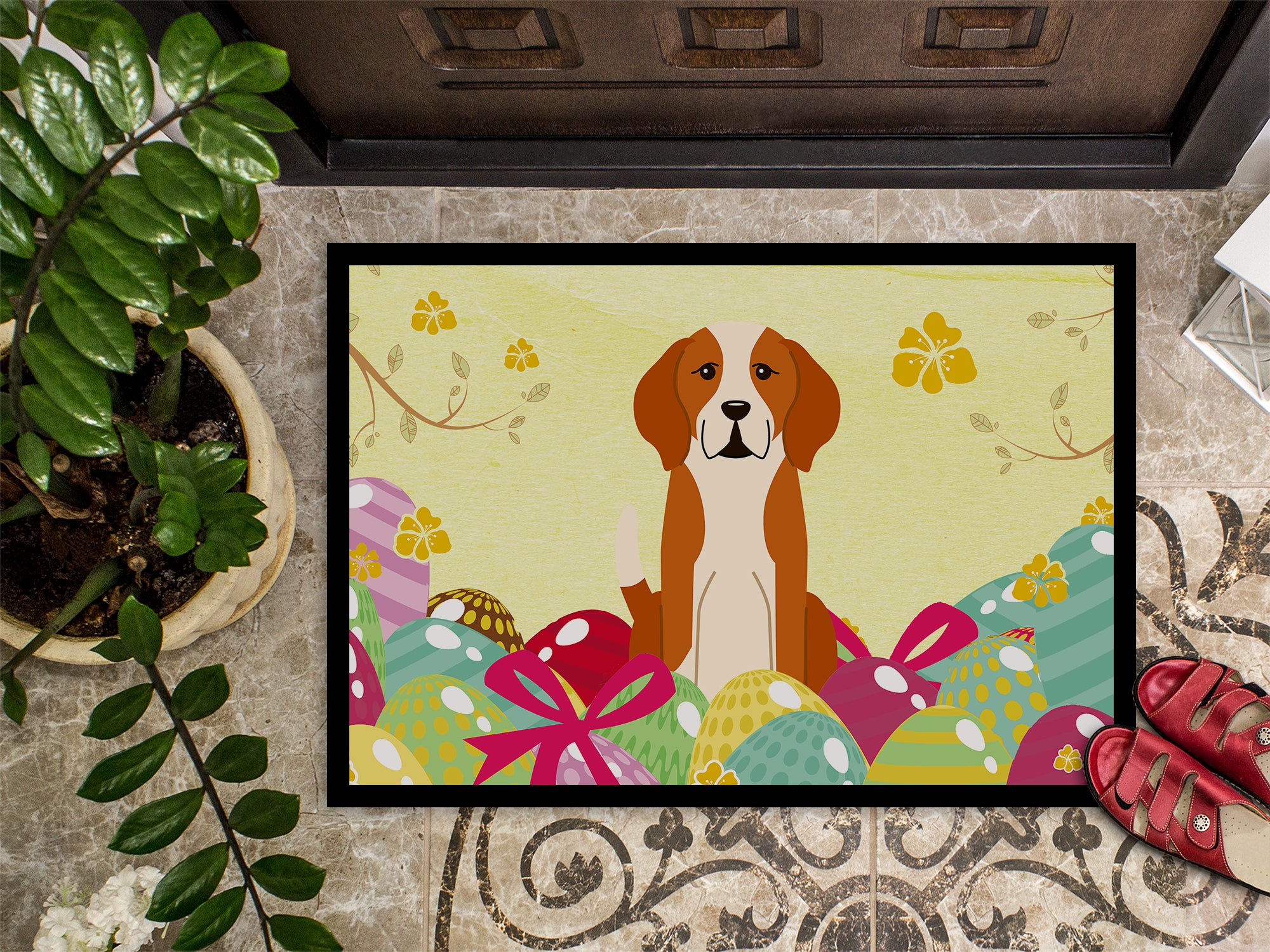 Easter Eggs English Foxhound Indoor or Outdoor Mat 18x27 BB6110MAT - the-store.com