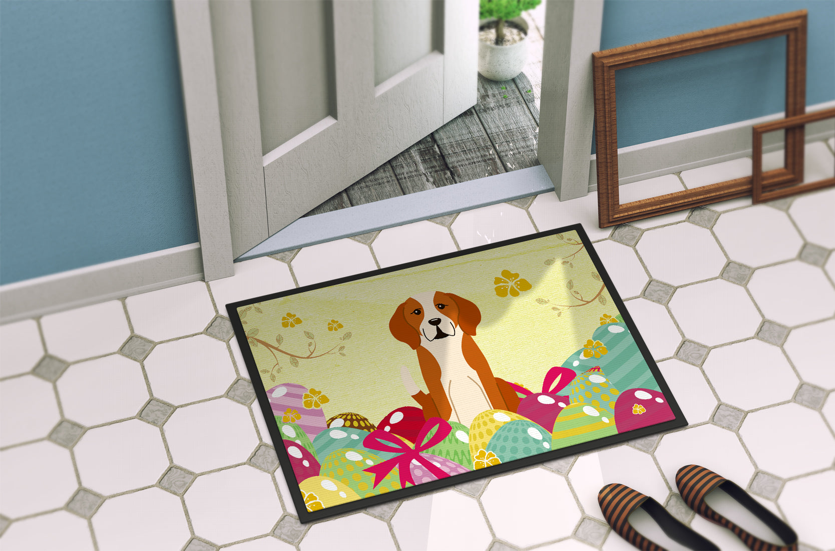 Easter Eggs English Foxhound Indoor or Outdoor Mat 18x27 BB6110MAT - the-store.com