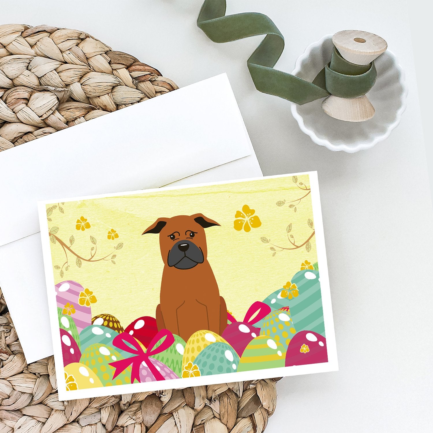 Easter Eggs Chinese Chongqing Dog Greeting Cards and Envelopes Pack of 8 - the-store.com