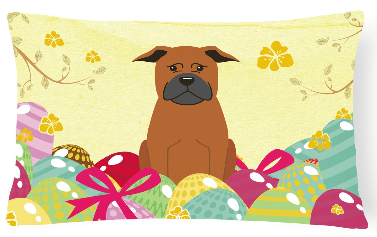 Easter Eggs Chinese Chongqing Dog Canvas Fabric Decorative Pillow BB6111PW1216 by Caroline&#39;s Treasures