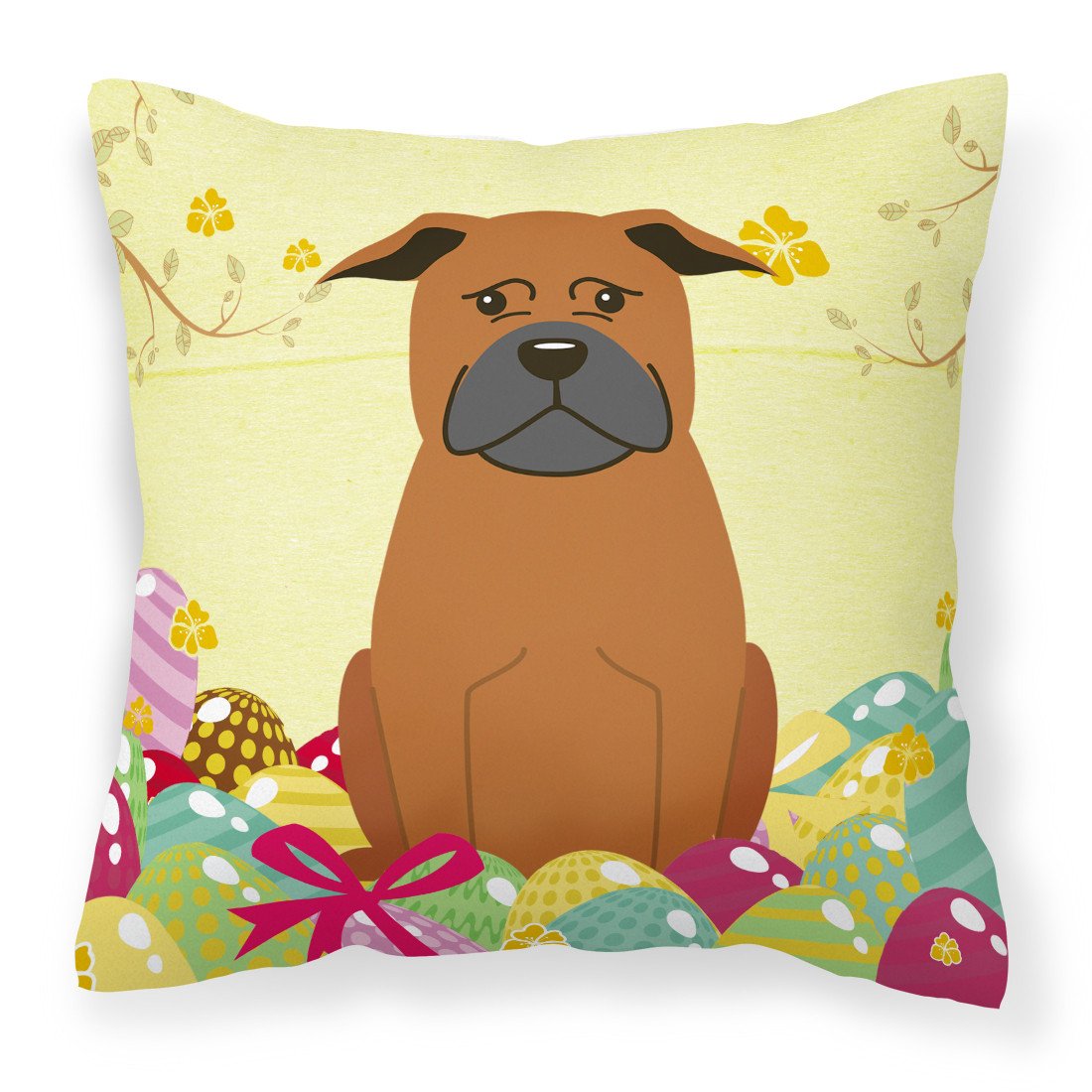 Easter Eggs Chinese Chongqing Dog Fabric Decorative Pillow BB6111PW1818 by Caroline&#39;s Treasures