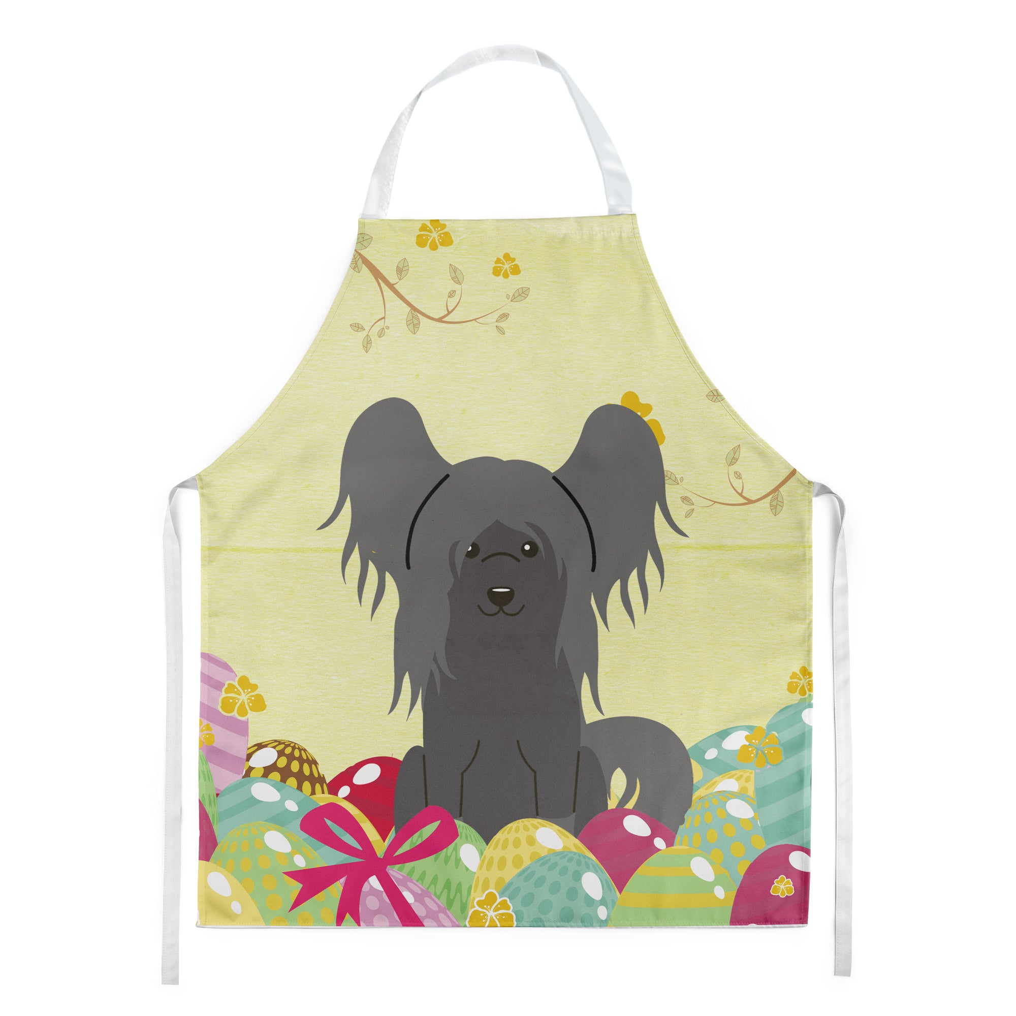 Easter Eggs Chinese Crested Black Apron BB6112APRON  the-store.com.