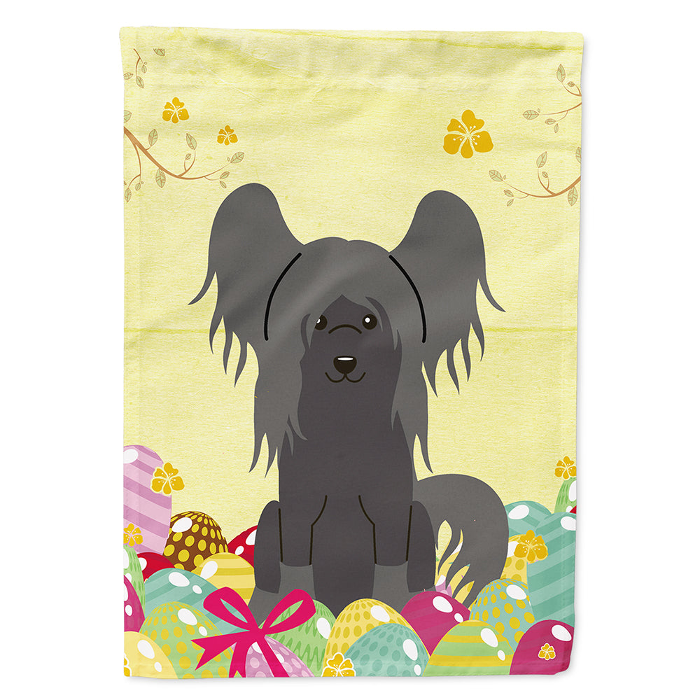 Easter Eggs Chinese Crested Black Flag Canvas House Size BB6112CHF