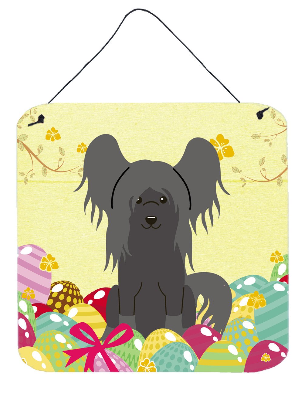 Easter Eggs Chinese Crested Black Wall or Door Hanging Prints BB6112DS66 by Caroline&#39;s Treasures