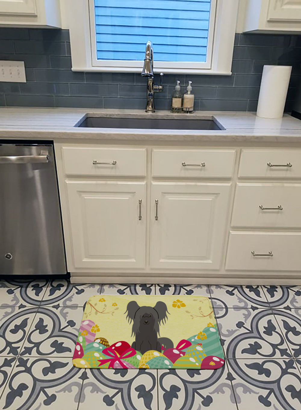 Easter Eggs Chinese Crested Black Machine Washable Memory Foam Mat BB6112RUG - the-store.com