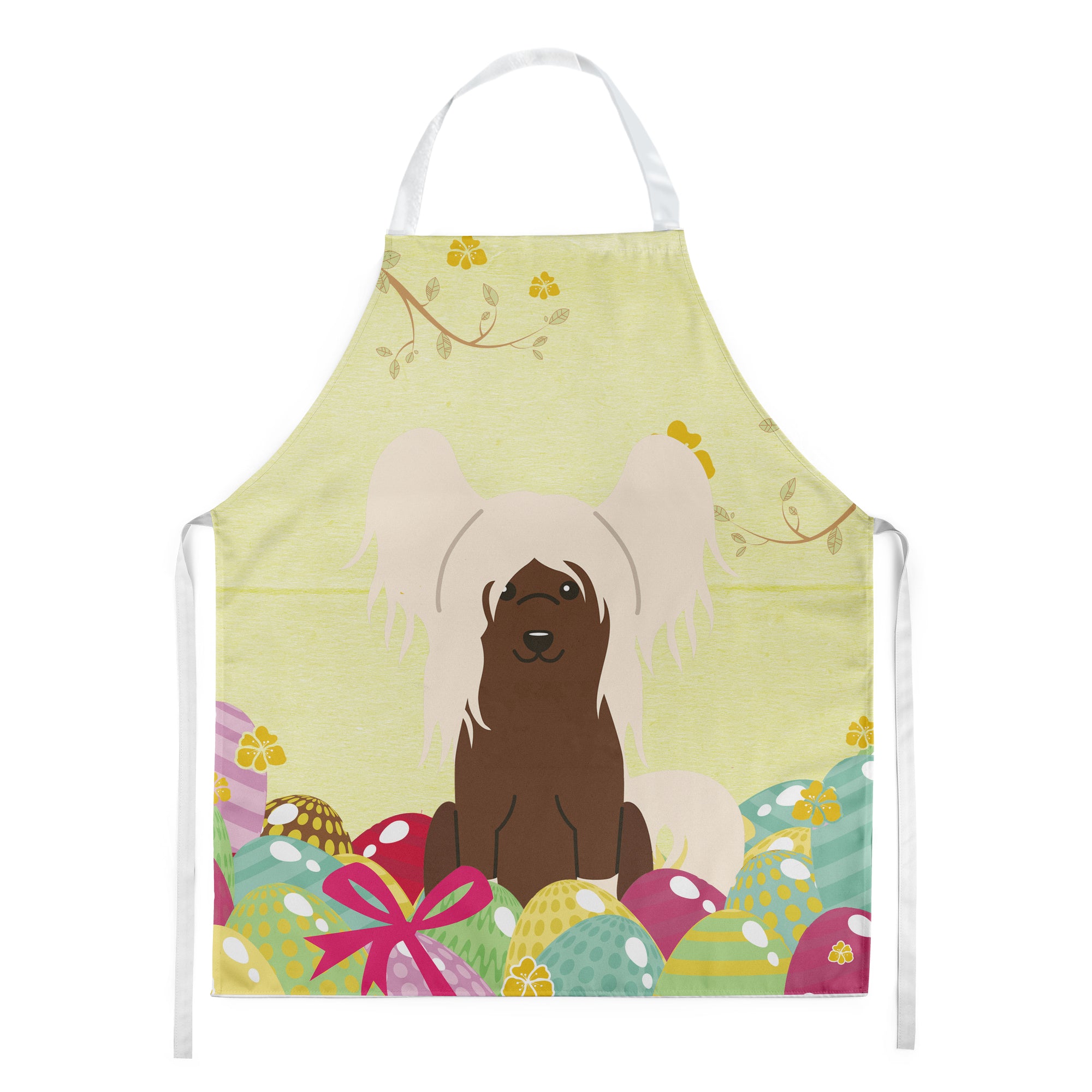 Caroline's Treasures Easter Eggs Chinese Crested Cream Apron – Artist-Designed Kitchen, BBQ & Craft Apron BB6113APRON