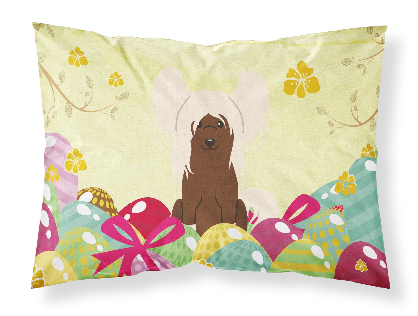 Easter Eggs Chinese Crested Cream Fabric Standard Pillowcase BB6113PILLOWCASE by Caroline's Treasures