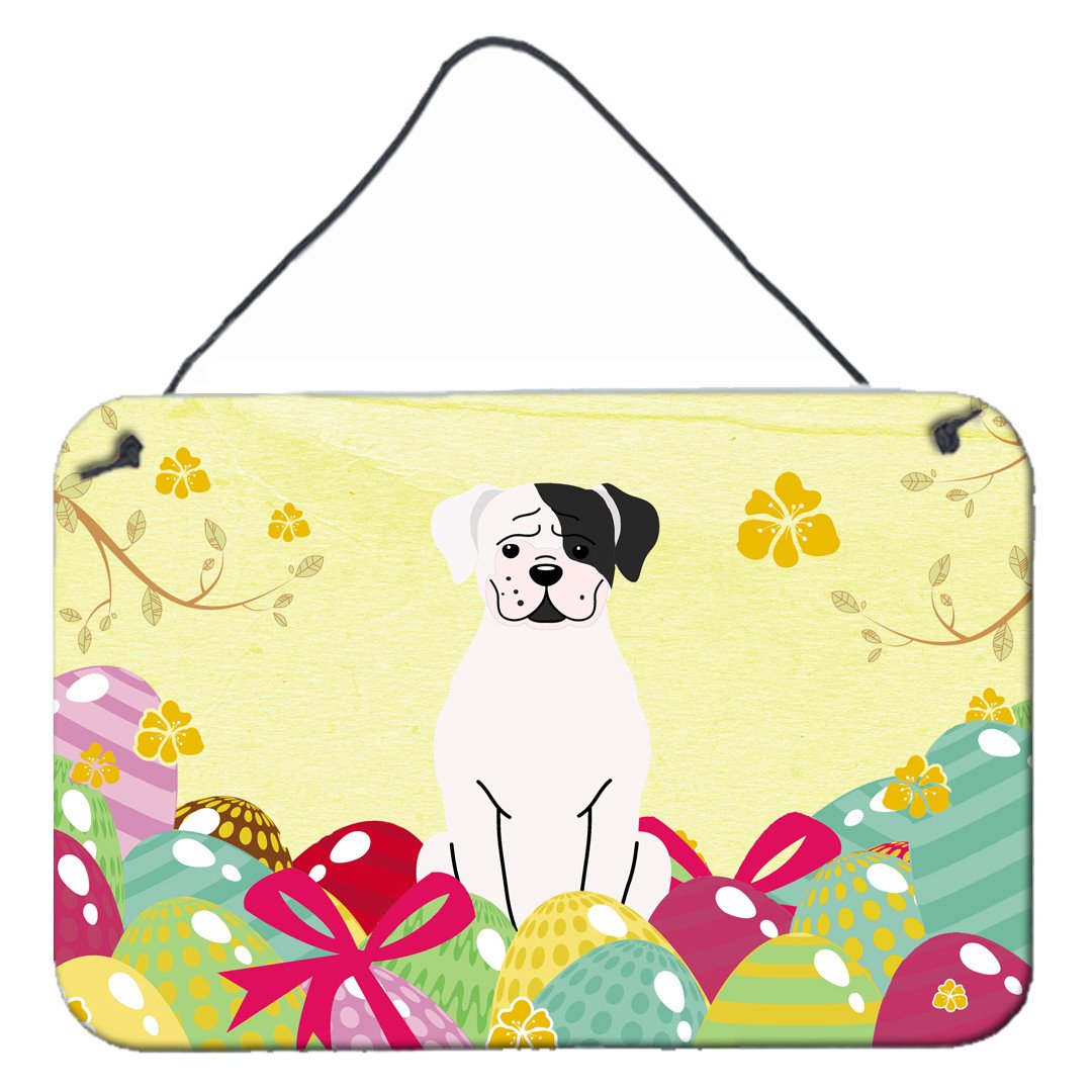 Easter Eggs White Boxer Cooper Wall or Door Hanging Prints BB6114DS812 by Caroline&#39;s Treasures