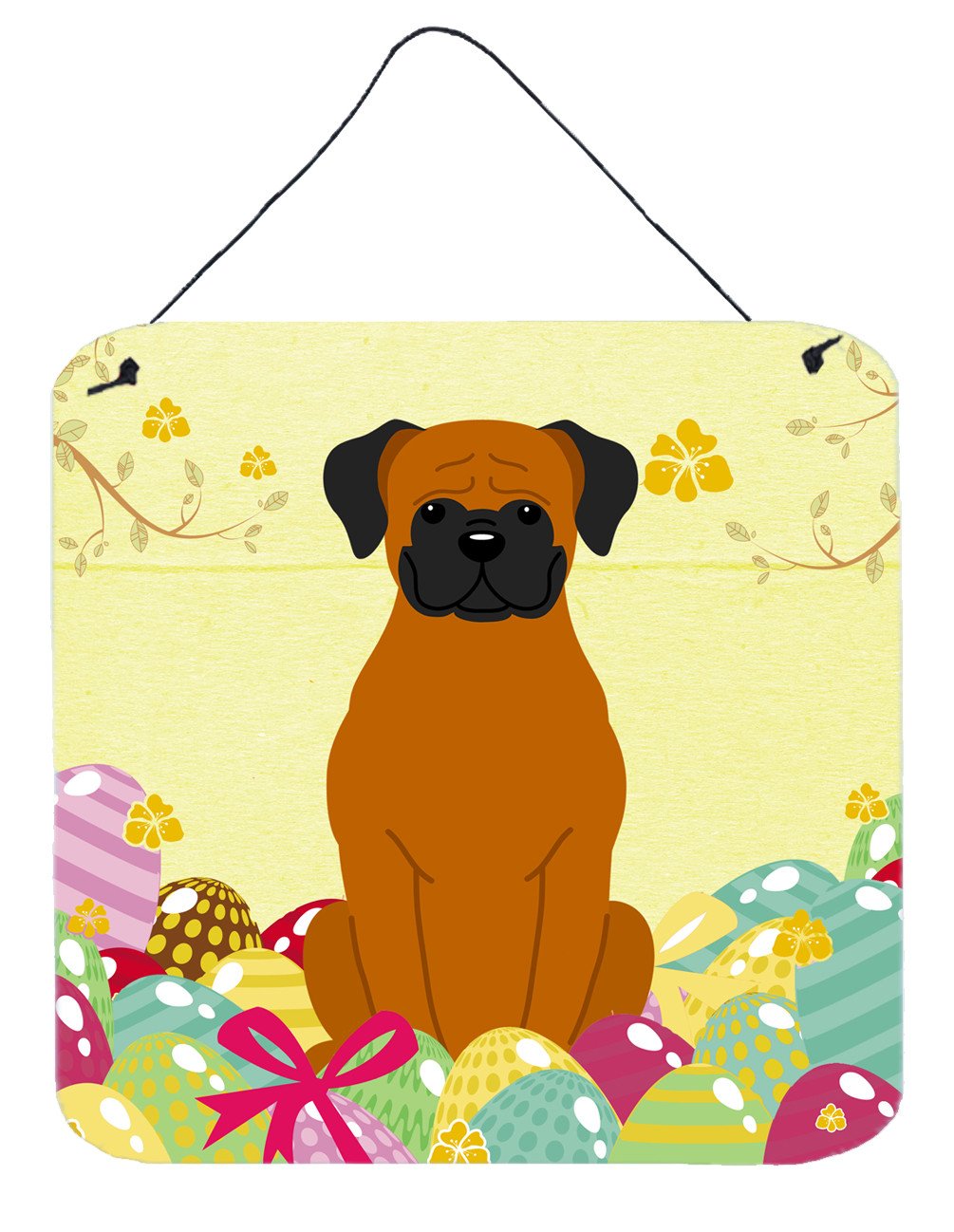 Easter Eggs Fawn Boxer Wall or Door Hanging Prints BB6115DS66 by Caroline's Treasures