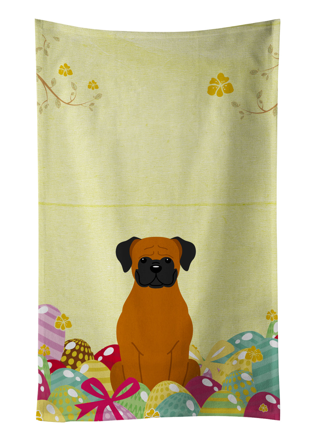 Easter Eggs Fawn Boxer Kitchen Towel BB6115KTWL - the-store.com