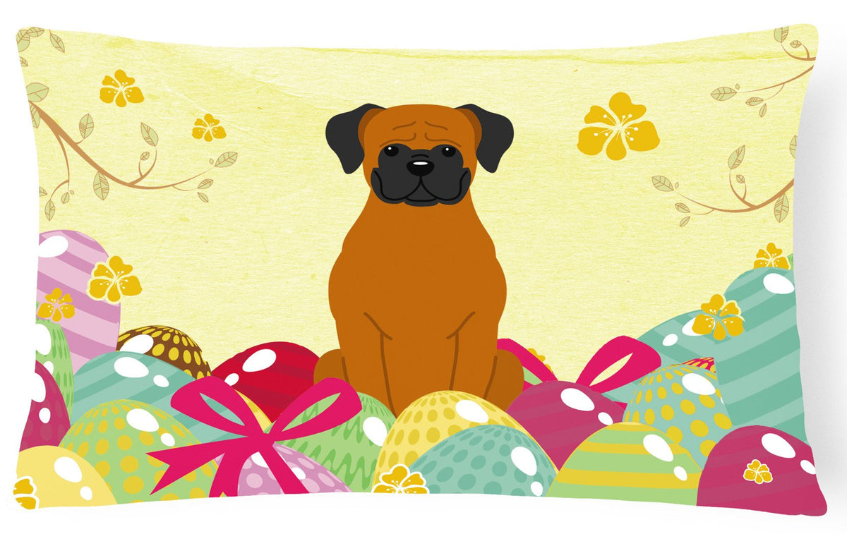 Easter Eggs Fawn Boxer Canvas Fabric Decorative Pillow BB6115PW1216 by Caroline&#39;s Treasures