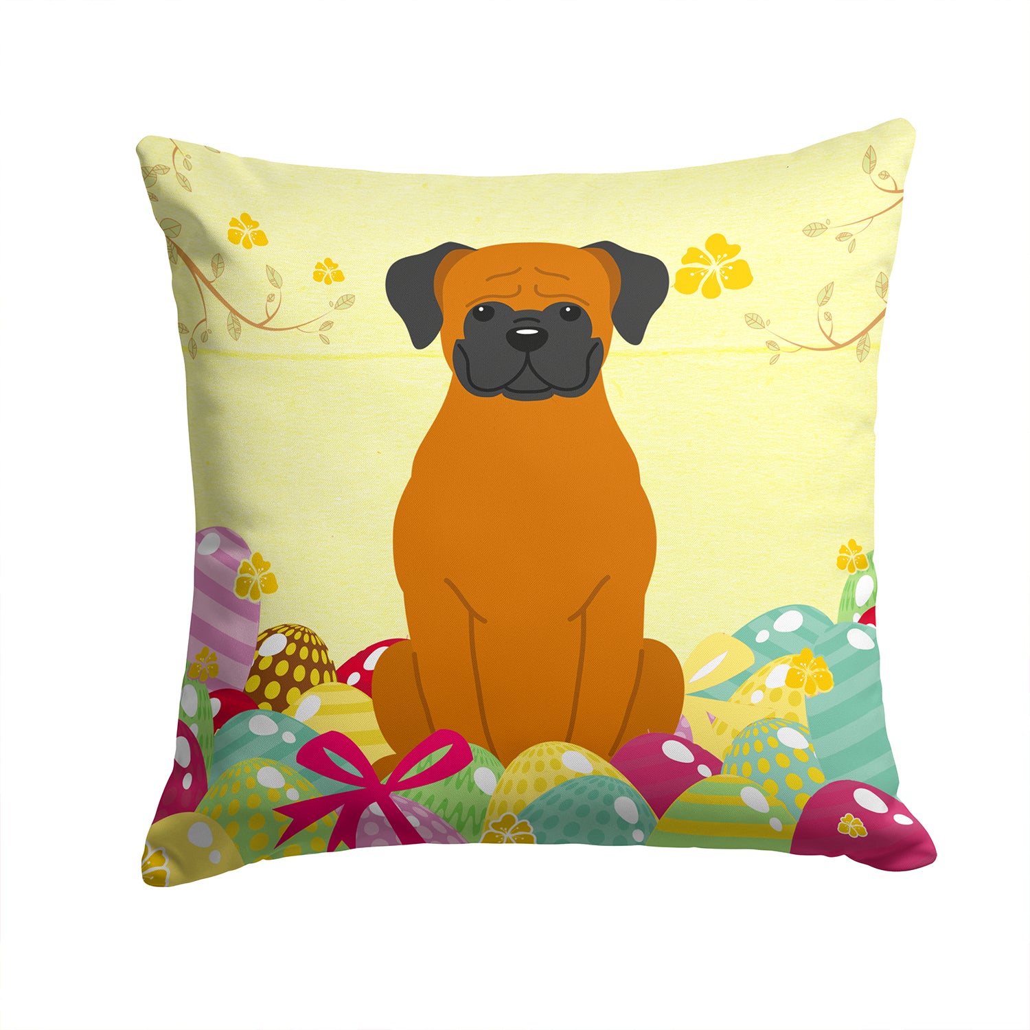Easter Eggs Fawn Boxer Fabric Decorative Pillow BB6115PW1414 - the-store.com