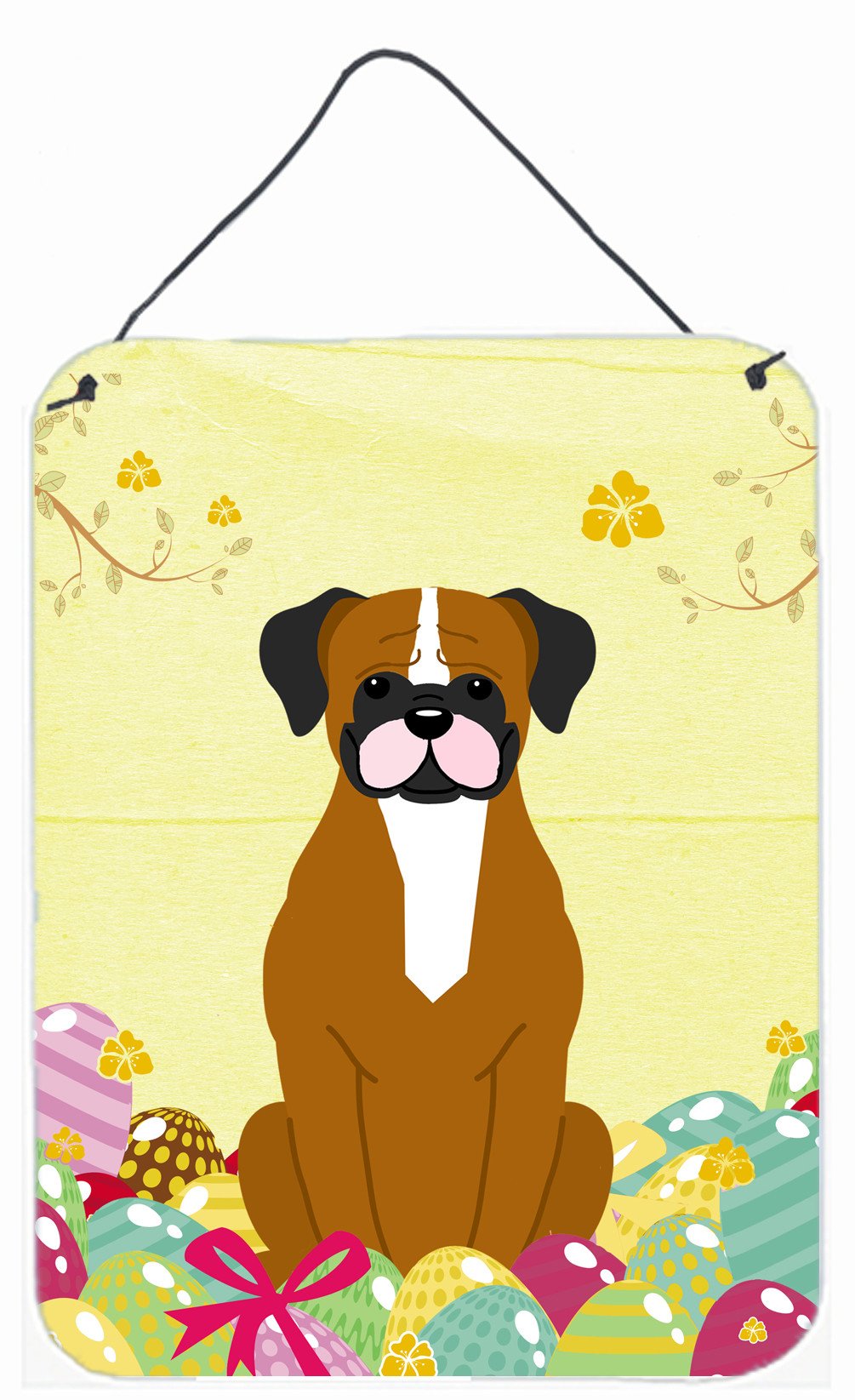 Easter Eggs Flashy Fawn Boxer Wall or Door Hanging Prints BB6116DS1216 by Caroline's Treasures