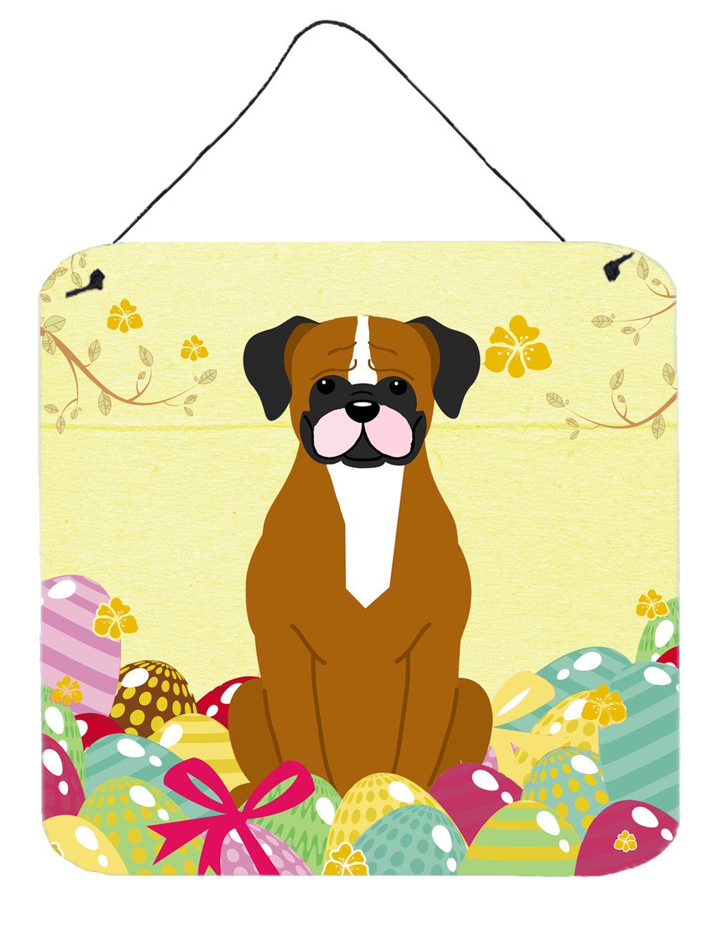 Easter Eggs Flashy Fawn Boxer Wall or Door Hanging Prints BB6116DS66 by Caroline's Treasures