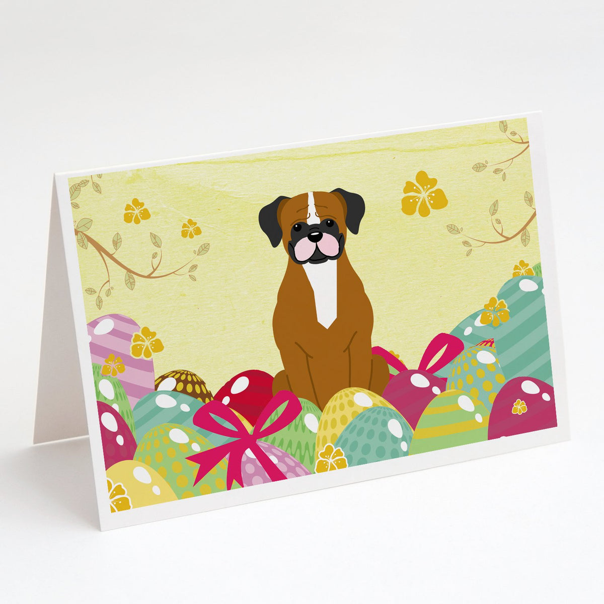 Buy this Easter Eggs Flashy Fawn Boxer Greeting Cards and Envelopes Pack of 8