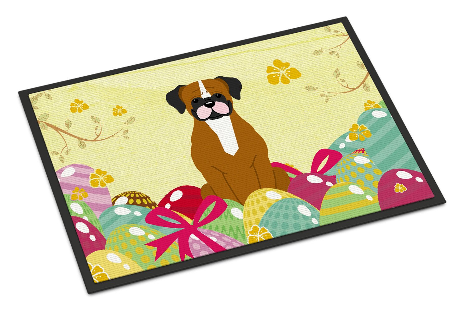 Easter Eggs Flashy Fawn Boxer Indoor or Outdoor Mat 24x36 BB6116JMAT by Caroline's Treasures