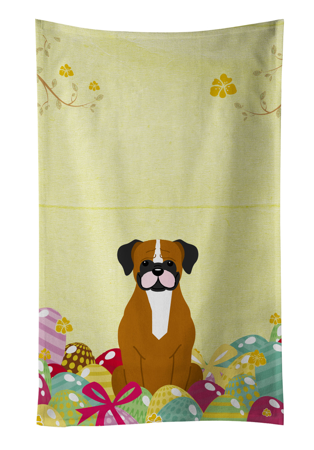 Easter Eggs Flashy Fawn Boxer Kitchen Towel BB6116KTWL - the-store.com