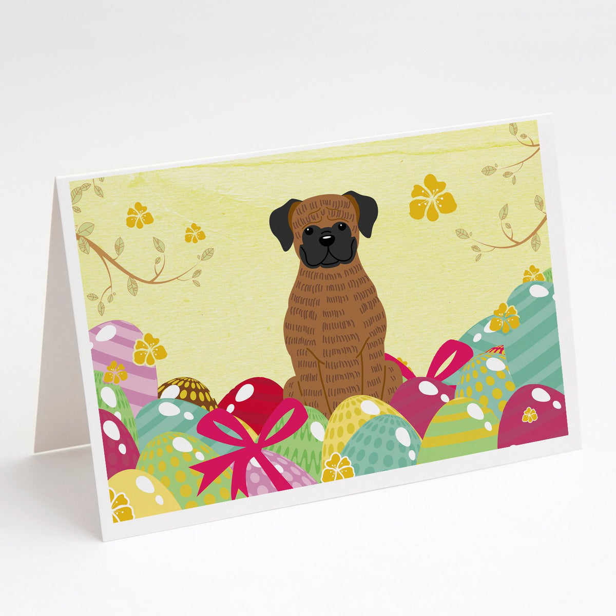Buy this Easter Eggs Brindle Boxer Greeting Cards and Envelopes Pack of 8