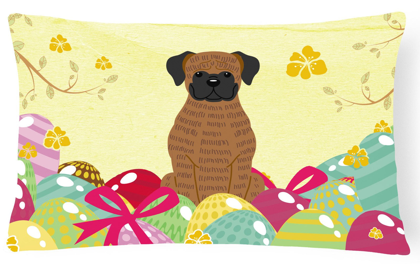 Easter Eggs Brindle Boxer Canvas Fabric Decorative Pillow BB6117PW1216 by Caroline's Treasures