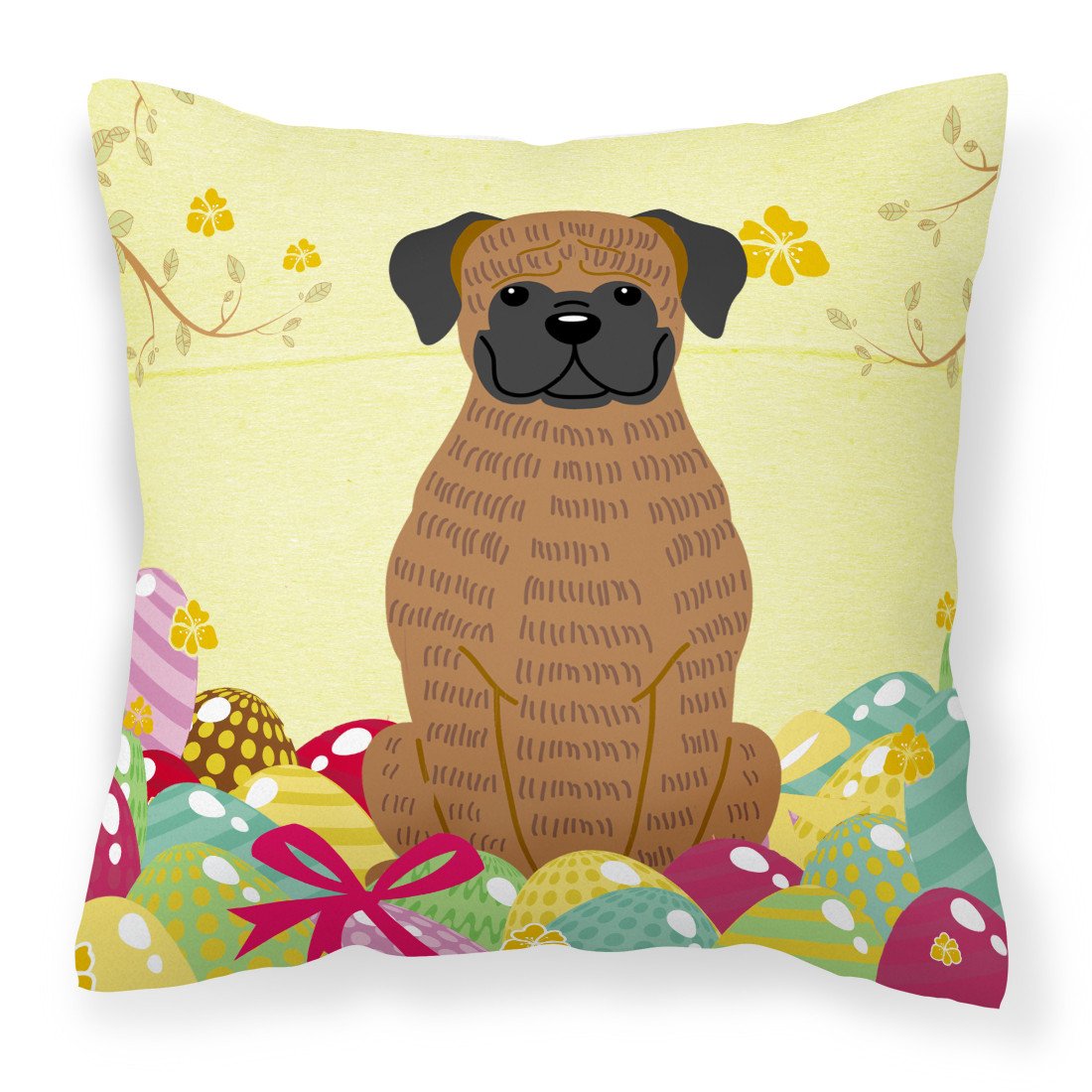 Easter Eggs Brindle Boxer Fabric Decorative Pillow BB6117PW1818 by Caroline's Treasures