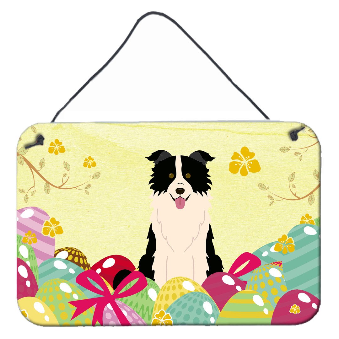 Easter Eggs Border Collie Black White Wall or Door Hanging Prints BB6118DS812 by Caroline&#39;s Treasures