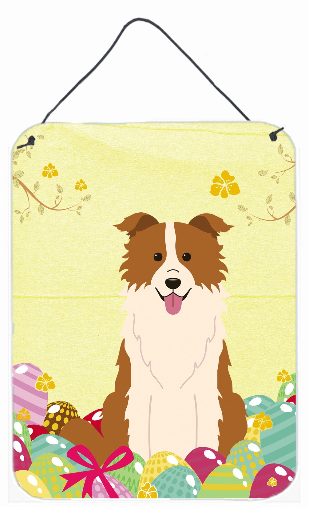 Easter Eggs Border Collie Red White Wall or Door Hanging Prints BB6119DS1216 by Caroline's Treasures