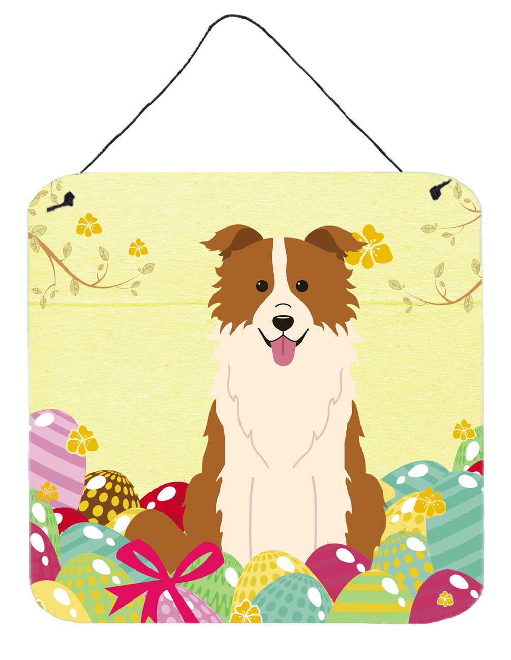 Easter Eggs Border Collie Red White Wall or Door Hanging Prints BB6119DS66 by Caroline's Treasures